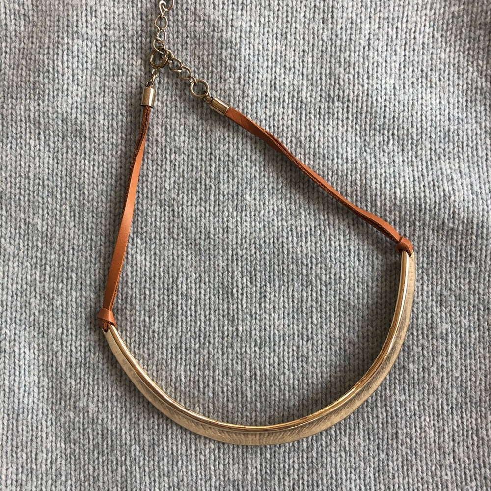 LOFT gold and leather necklace
